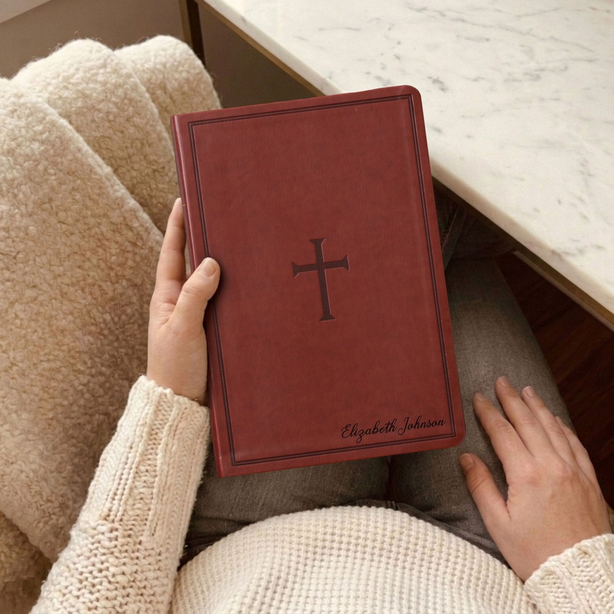 Personalized KJV Giant Print Reference Bible, Custom Bible Name Engraved, King James Version, Christian & Baptism Gift for Men or Women - Religious Books - Aylev