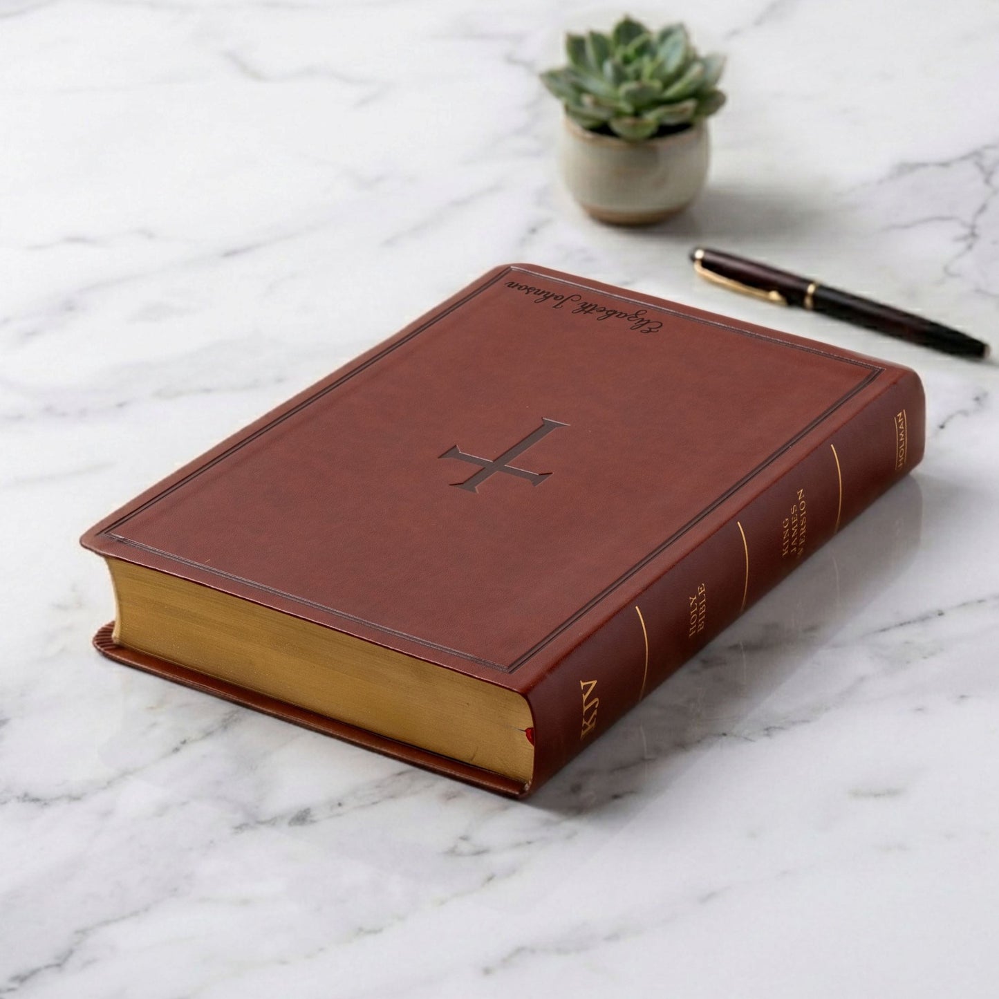 Personalized KJV Giant Print Reference Bible, Custom Bible Name Engraved, King James Version, Christian & Baptism Gift for Men or Women - Religious Books - Aylev