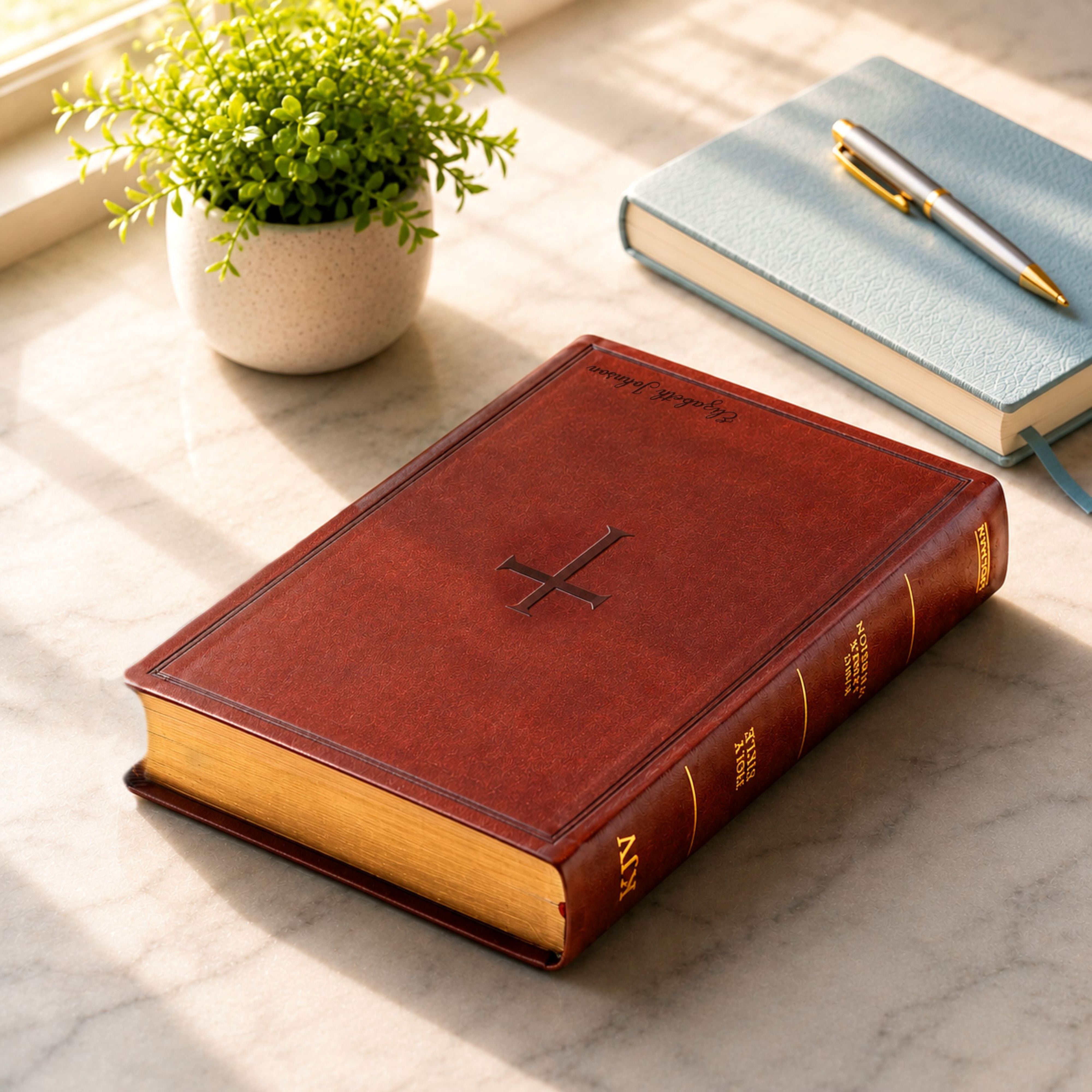 Personalized KJV Giant Print Reference Bible, Custom Bible Name Engraved, King James Version, Christian & Baptism Gift for Men or Women