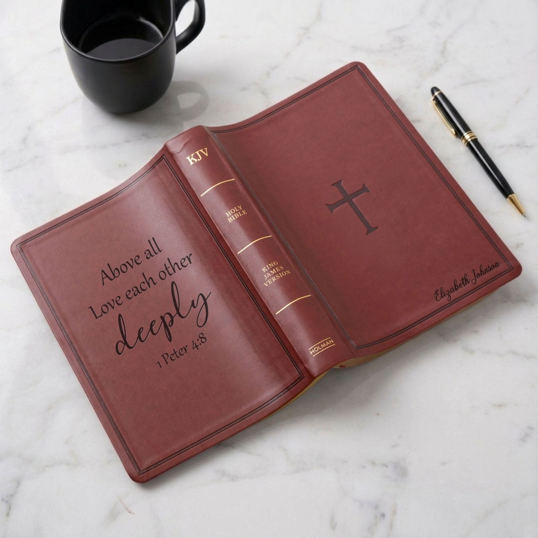 Personalized KJV Giant Print Reference Bible, Custom Bible Name Engraved, King James Version, Christian & Baptism Gift for Men or Women - Religious Books - Aylev