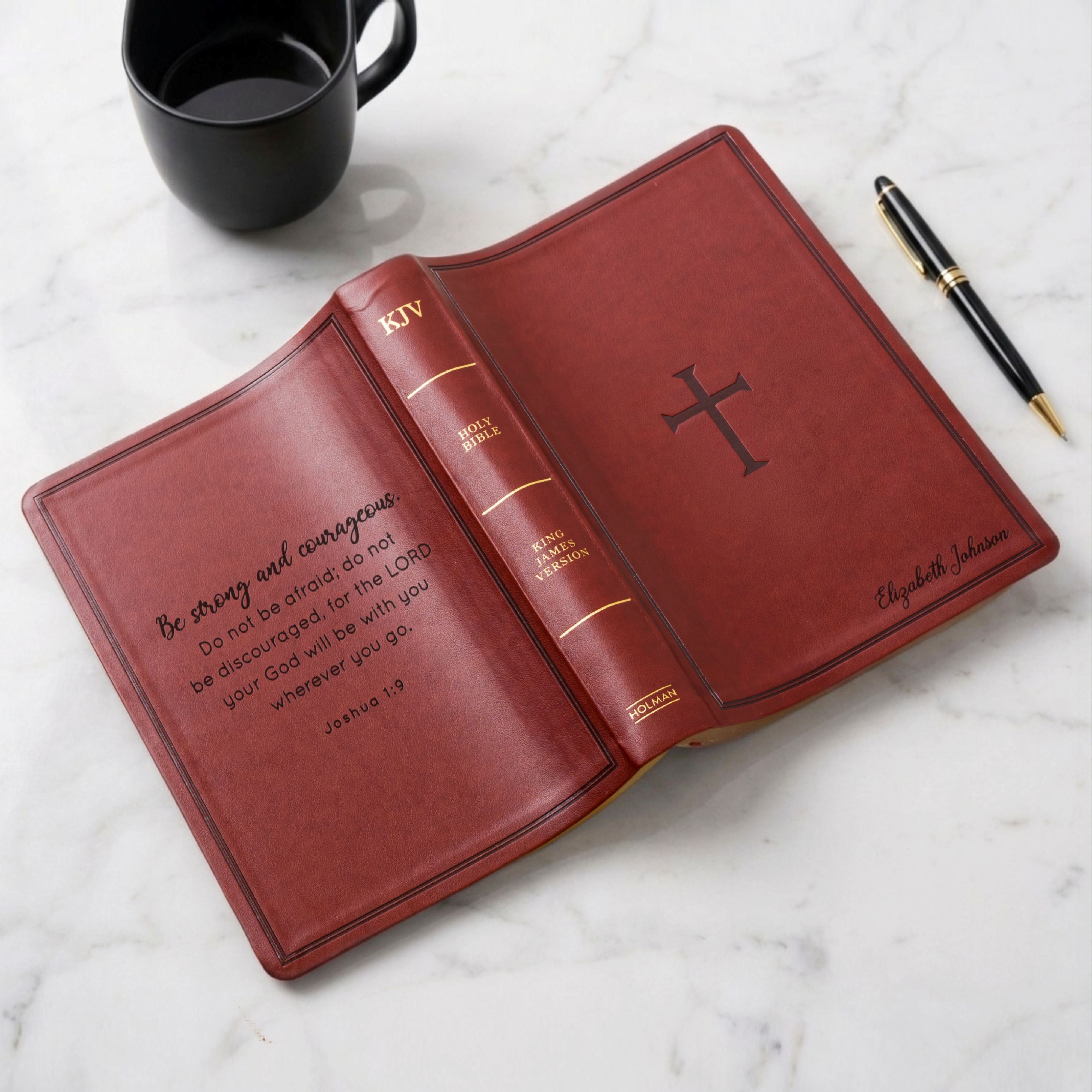 Personalized KJV Giant Print Reference Bible, Custom Bible Name Engraved, King James Version, Christian & Baptism Gift for Men or Women