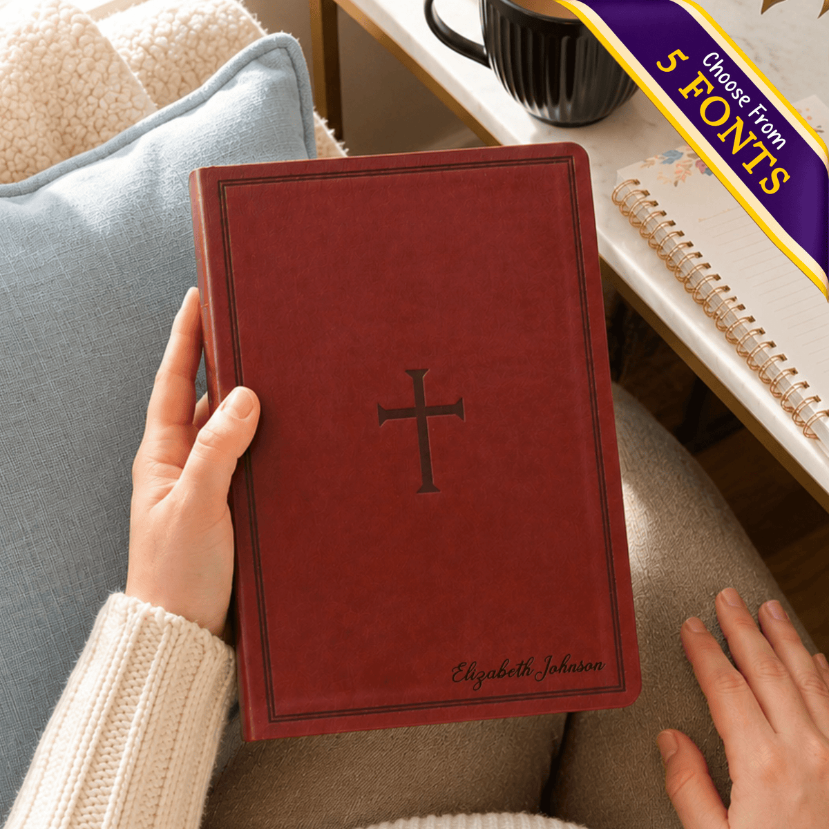 Personalized KJV Giant Print Reference Bible, Custom Bible Name Engraved, King James Version, Christian & Baptism Gift for Men or Women - Religious Books - Aylev