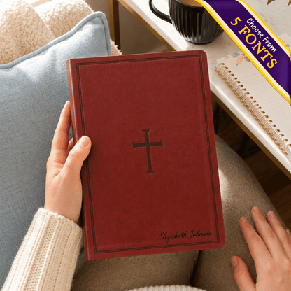 Personalized KJV Giant Print Reference Bible, Custom Bible Name Engraved, King James Version, Christian & Baptism Gift for Men or Women - Religious Books - Aylev