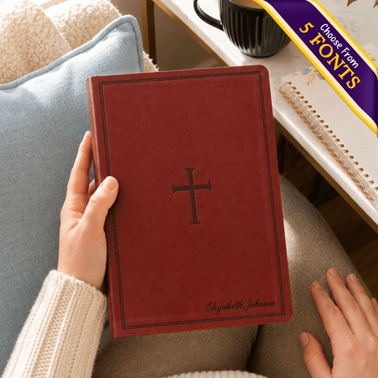 Personalized KJV Giant Print Reference Bible, Custom Bible Name Engraved, King James Version, Christian & Baptism Gift for Men or Women - Religious Books - Aylev