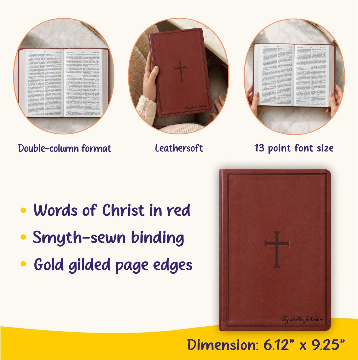 Personalized KJV Giant Print Reference Bible, Custom Bible Name Engraved, King James Version, Christian & Baptism Gift for Men or Women - Religious Books - Aylev