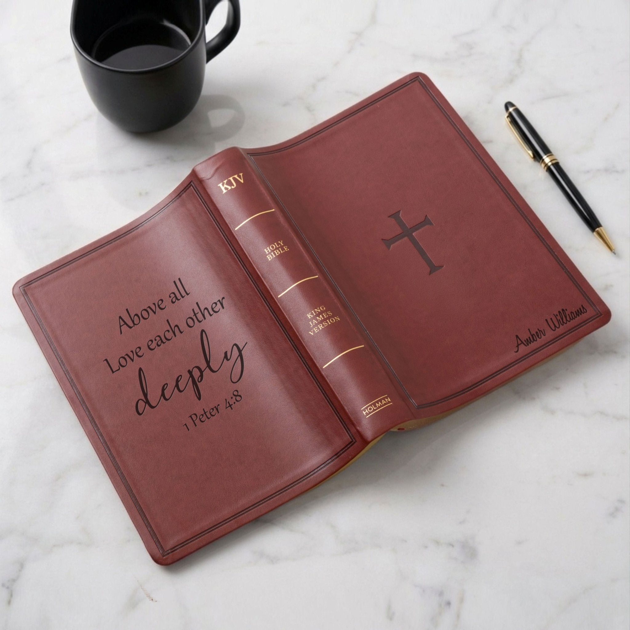 Personalized KJV Giant Print Reference Bible, Custom Bible Name Engraved, King James Version, Christian & Baptism Gift for Men or Women - Religious Books - Aylev