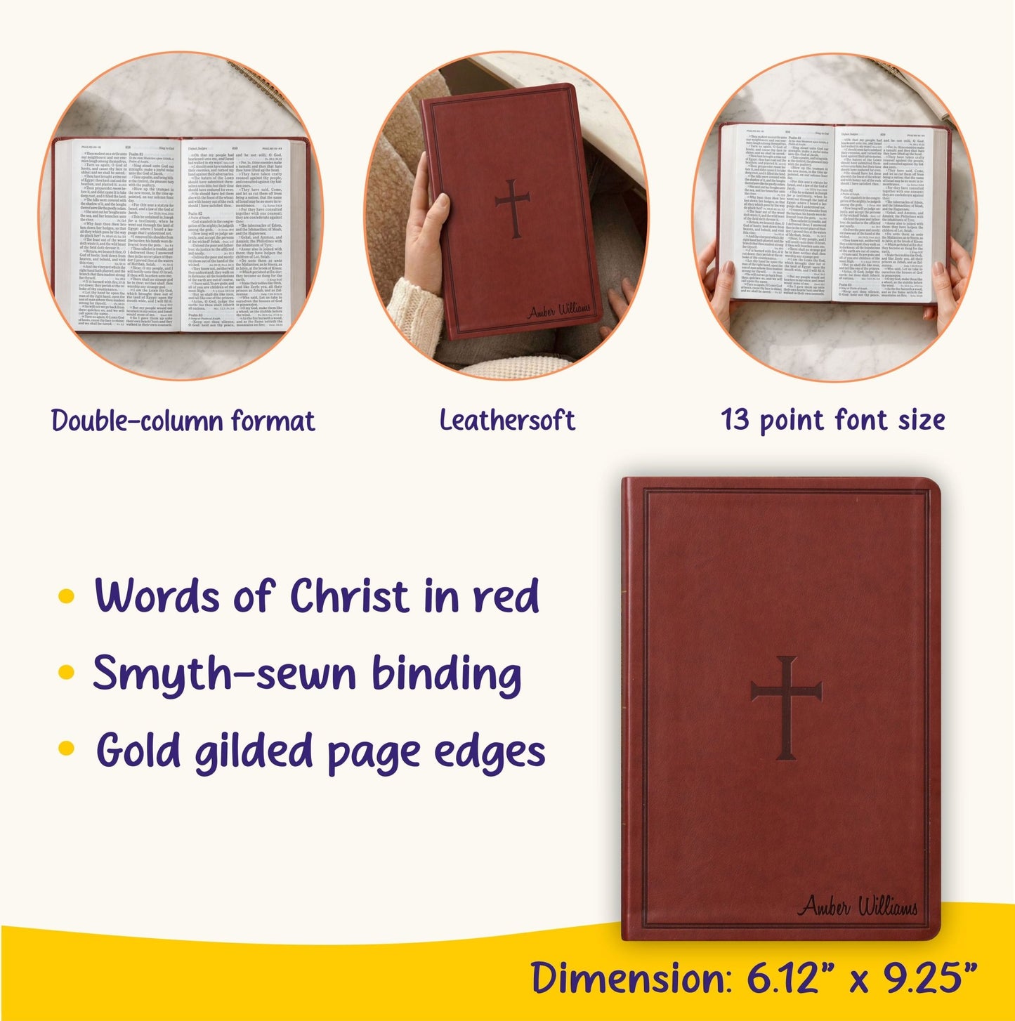 Personalized KJV Giant Print Reference Bible, Custom Bible Name Engraved, King James Version, Christian & Baptism Gift for Men or Women - Religious Books - Aylev