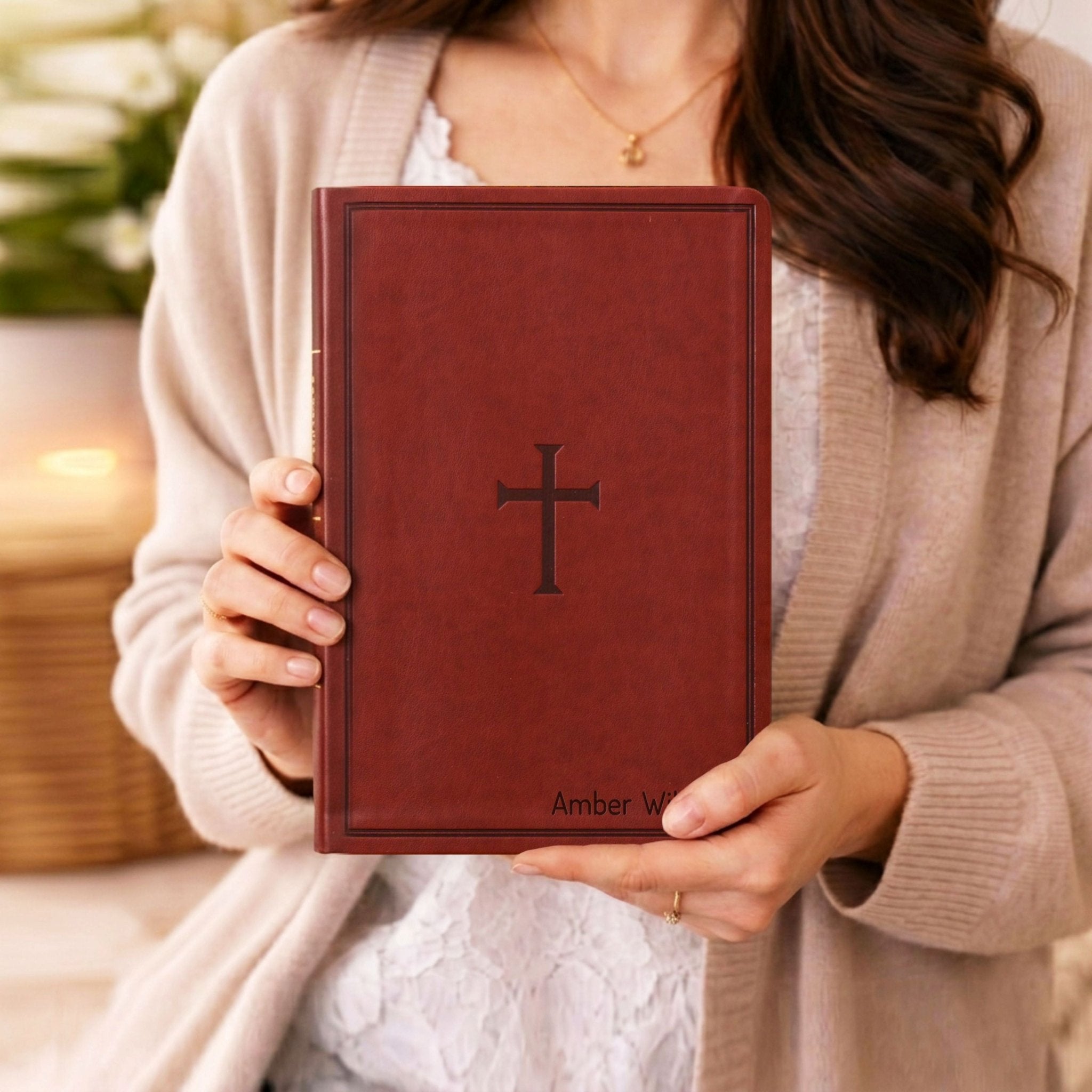 Personalized KJV Giant Print Reference Bible, Custom Bible Name Engraved, King James Version, Christian & Baptism Gift for Men or Women - Religious Books - Aylev