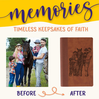 Personalized NIV Large Print Bible, Your Photo Engraved, New International Version Custom Engraved Bible, Christian Gifts, Baptism Gifts - Religious Books - Aylev