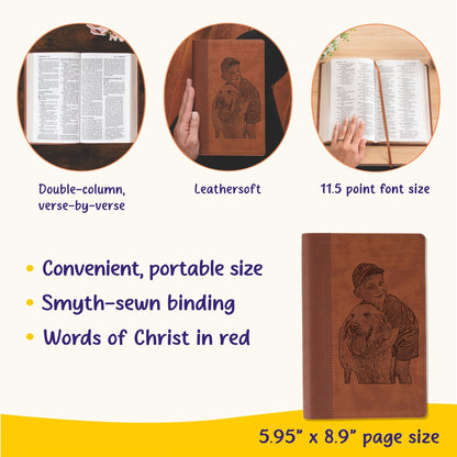 Personalized NIV Large Print Bible, Your Photo Engraved, New International Version Custom Engraved Bible, Christian Gifts, Baptism Gifts - Religious Books - Aylev