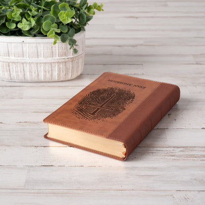 Personalized NIV Bible, Custom Fingerprint & Cross Design with Name Engraved, Large Print, Gift for Baptism, Wedding, Confirmation - Religious Books - Aylev