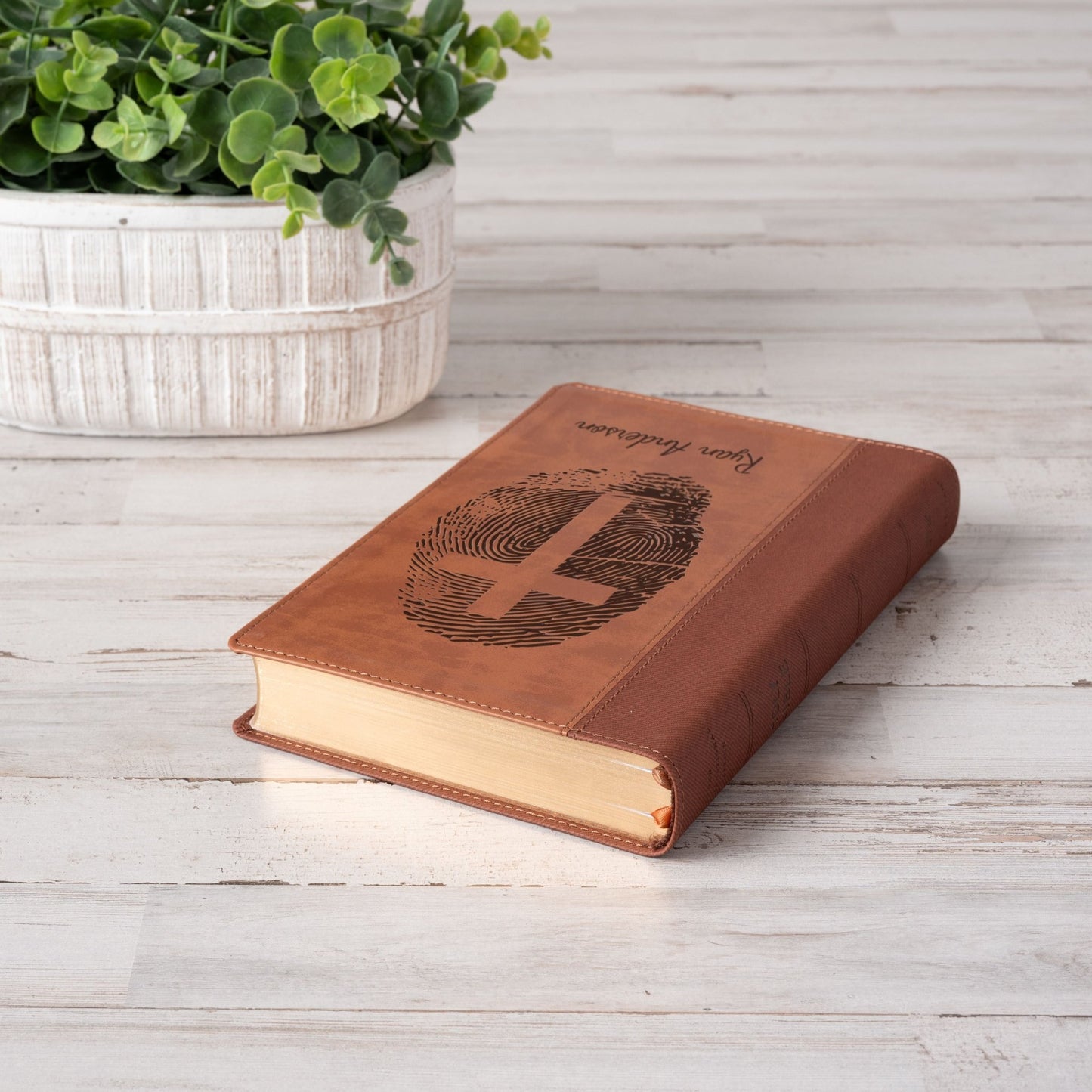Personalized NIV Bible, Custom Fingerprint & Cross Design with Name Engraved, Large Print, Gift for Baptism, Wedding, Confirmation - Religious Books - Aylev