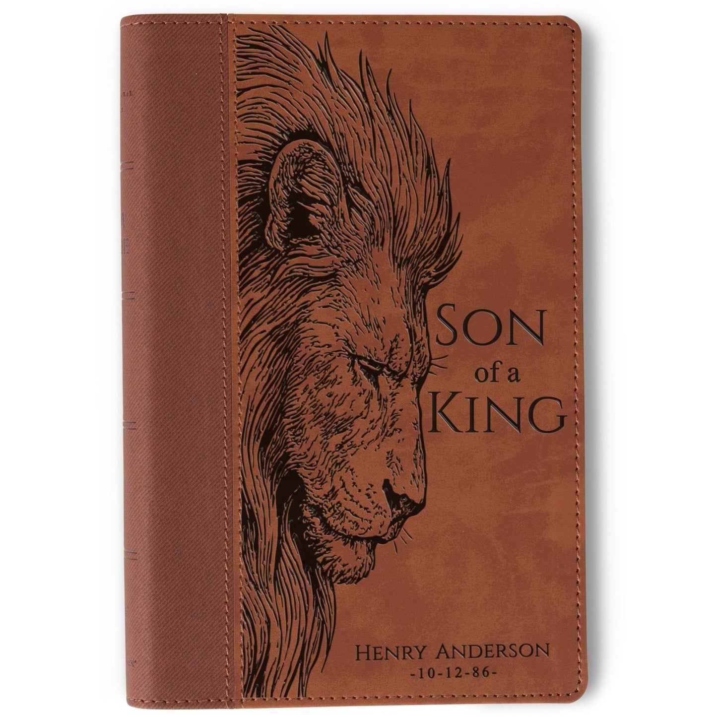 Personalized NIV Large - Print Bible, Son of a King Lion Design, Custom Engraved Name, Christian Gift, Baptism Gift, Bible Gift for Him - Religious Books - Aylev