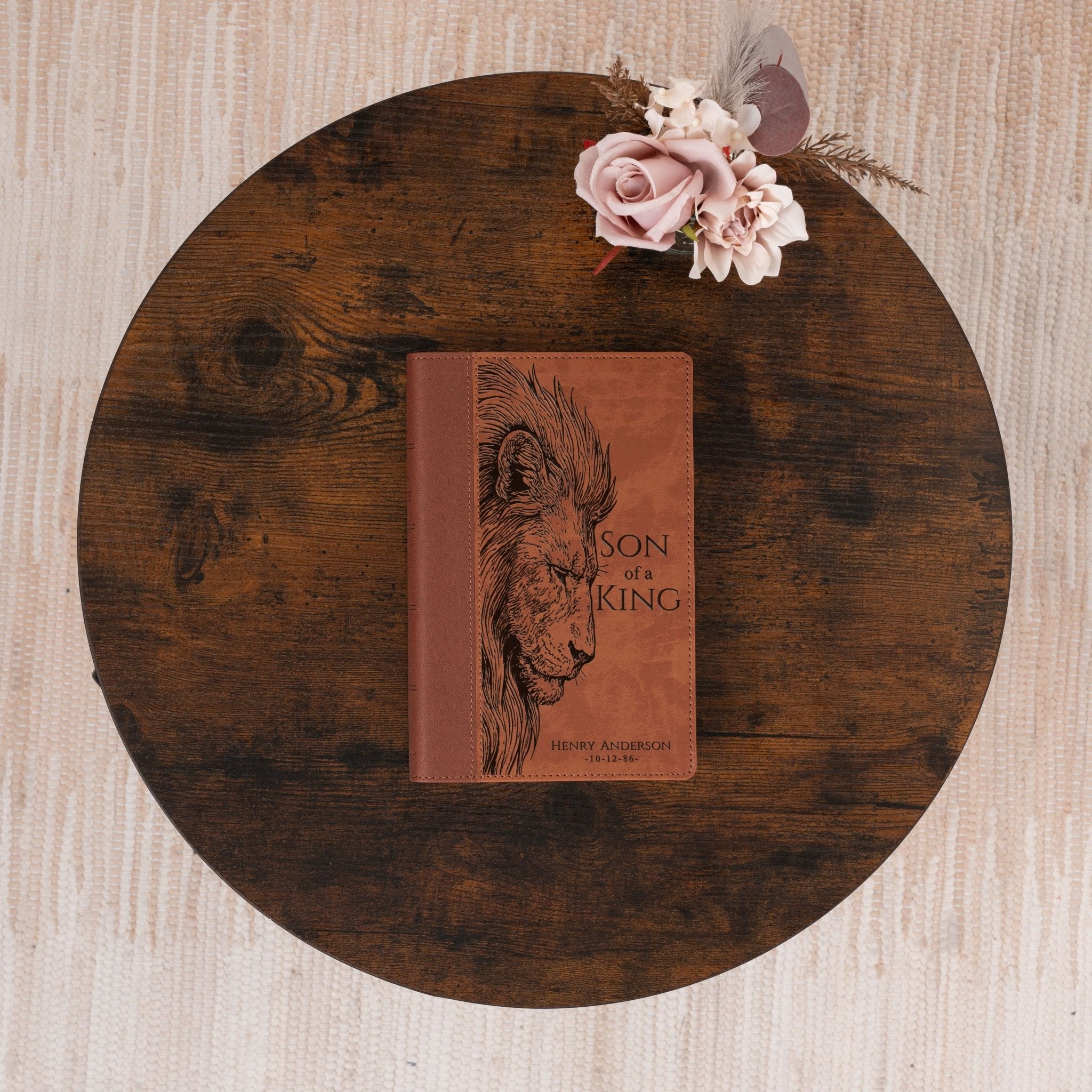 Personalized NIV Large - Print Bible, Son of a King Lion Design, Custom Engraved Name, Christian Gift, Baptism Gift, Bible Gift for Him - Religious Books - Aylev