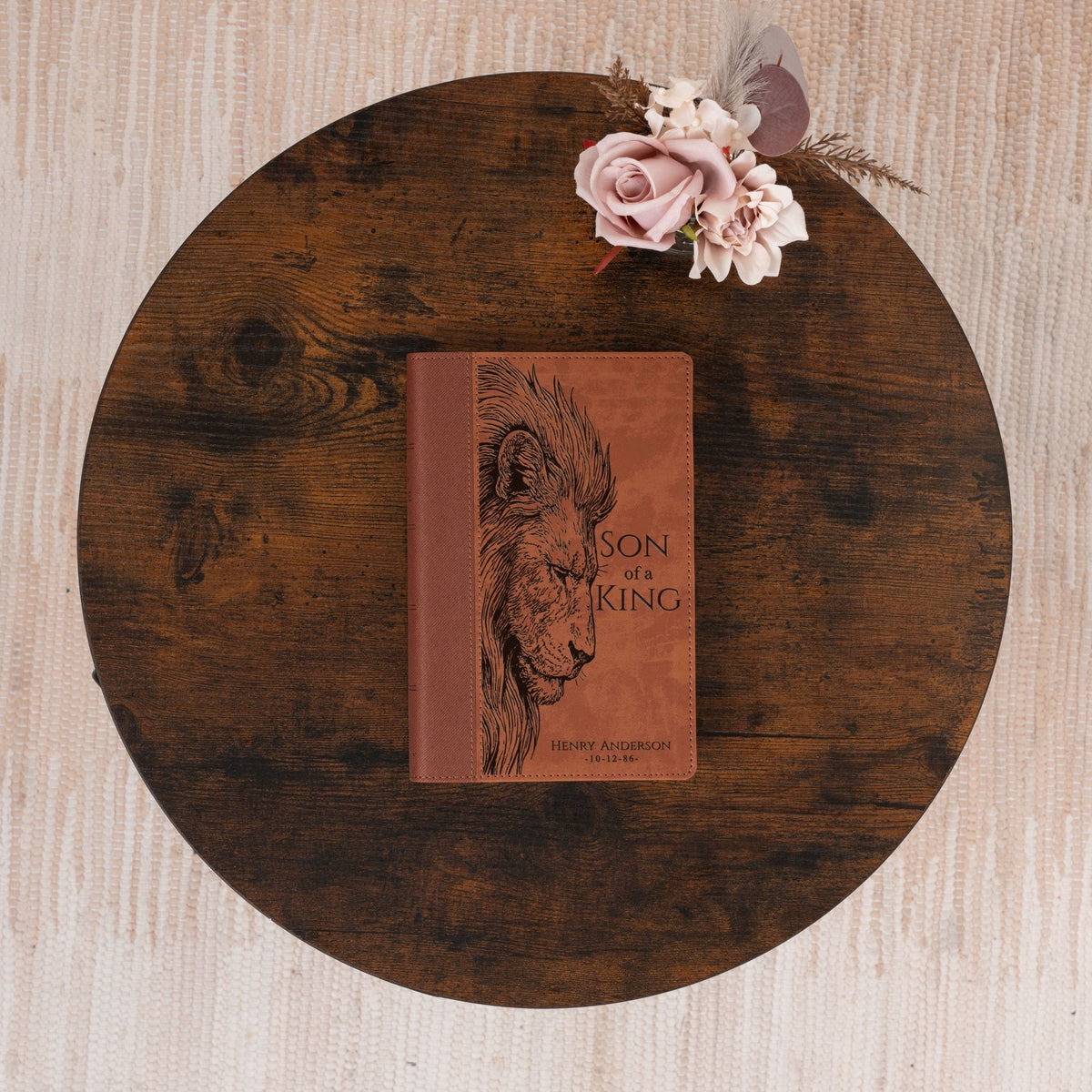Personalized NIV Large - Print Bible, Son of a King Lion Design, Custom Engraved Name, Christian Gift, Baptism Gift, Bible Gift for Him - Religious Books - Aylev