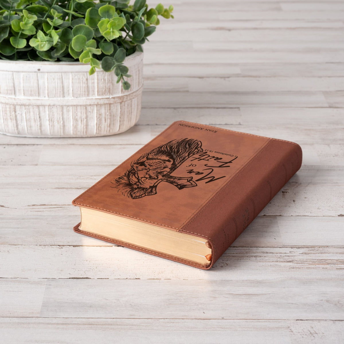 Personalized NIV Large - Print Bible, Custom Bible Engraved Name, Man of Faith Lion Design, Christian Gift, Baptism Gift, Bible Gift for Him - Religious Books - Aylev
