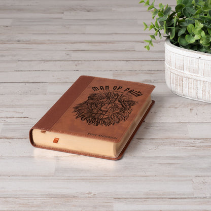 Personalized NIV Large - Print Bible, Custom Bible Engraved Name, Man of Faith Lion Design, Christian Gift, Baptism Gift, Bible Gift for Him - Religious Books - Aylev
