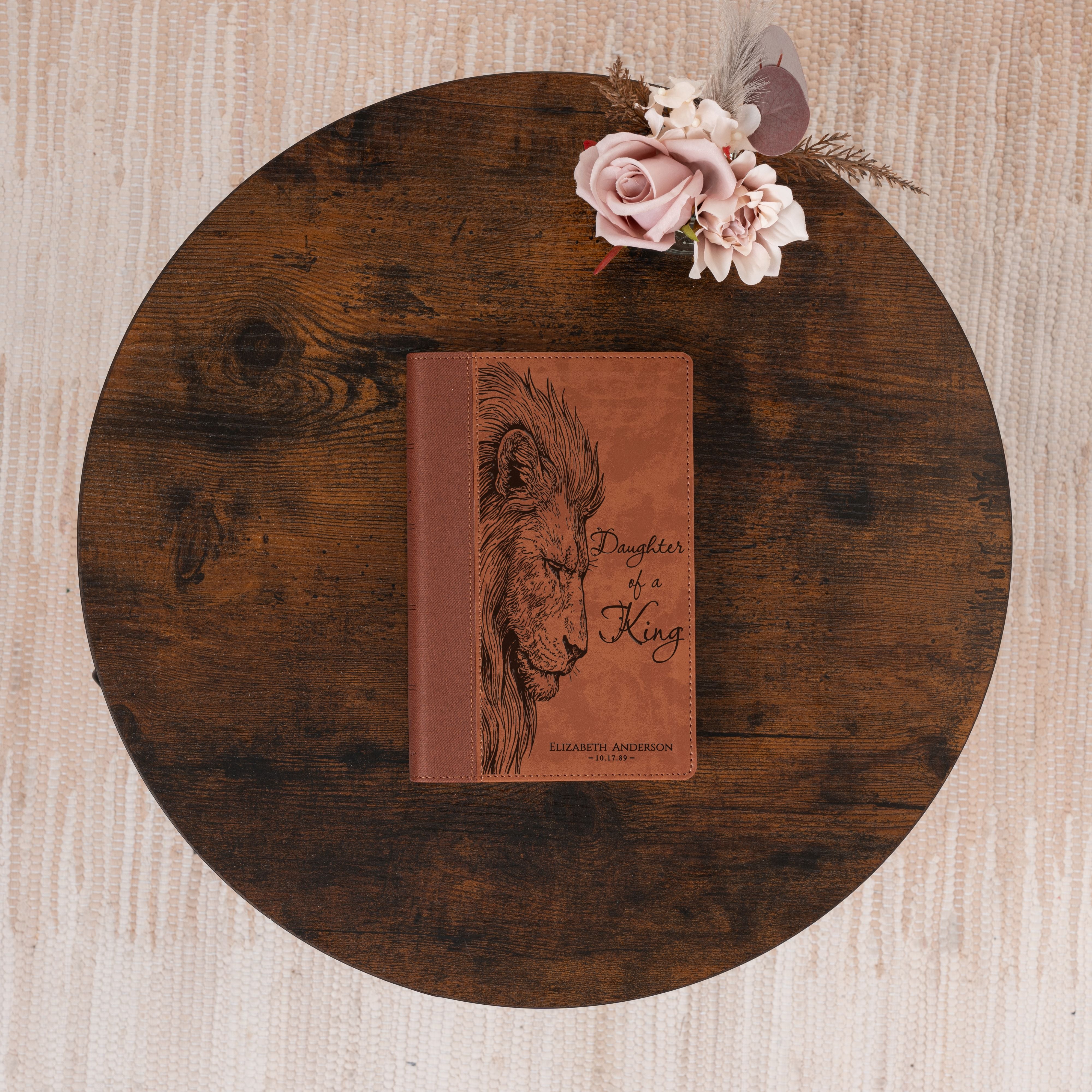 Personalized NIV Large Print Bible, Daughter of a King Lion Design, Custom Engraved Name, Christian Gift, Baptism Gift, Bible Gift for Her