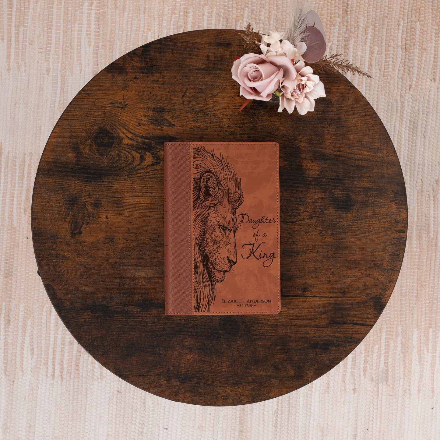 Personalized NIV Large Print Bible, Daughter of a King Lion Design, Custom Engraved Name, Christian Gift, Baptism Gift, Bible Gift for Her