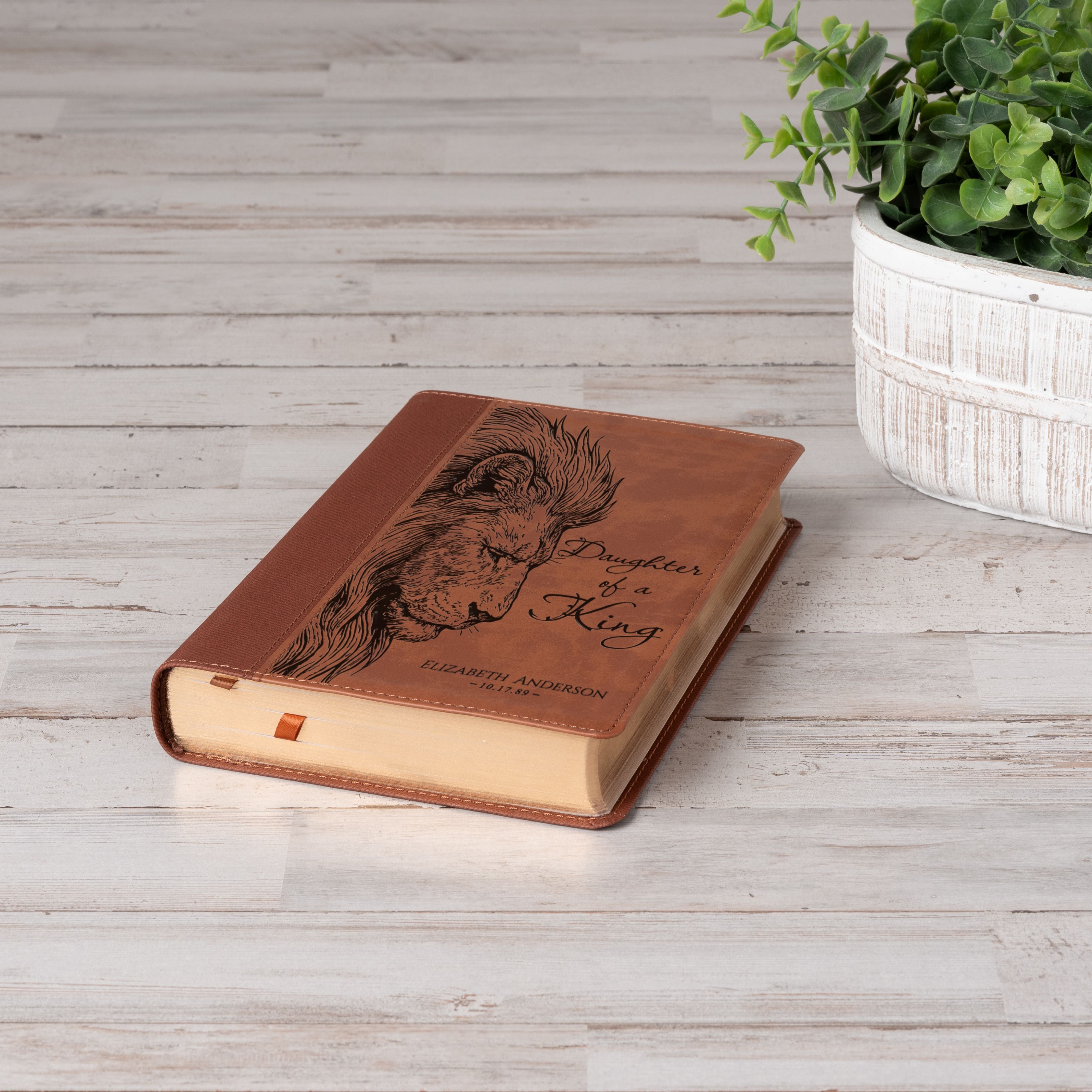 Personalized NIV Large Print Bible, Daughter of a King Lion Design, Custom Engraved Name, Christian Gift, Baptism Gift, Bible Gift for Her