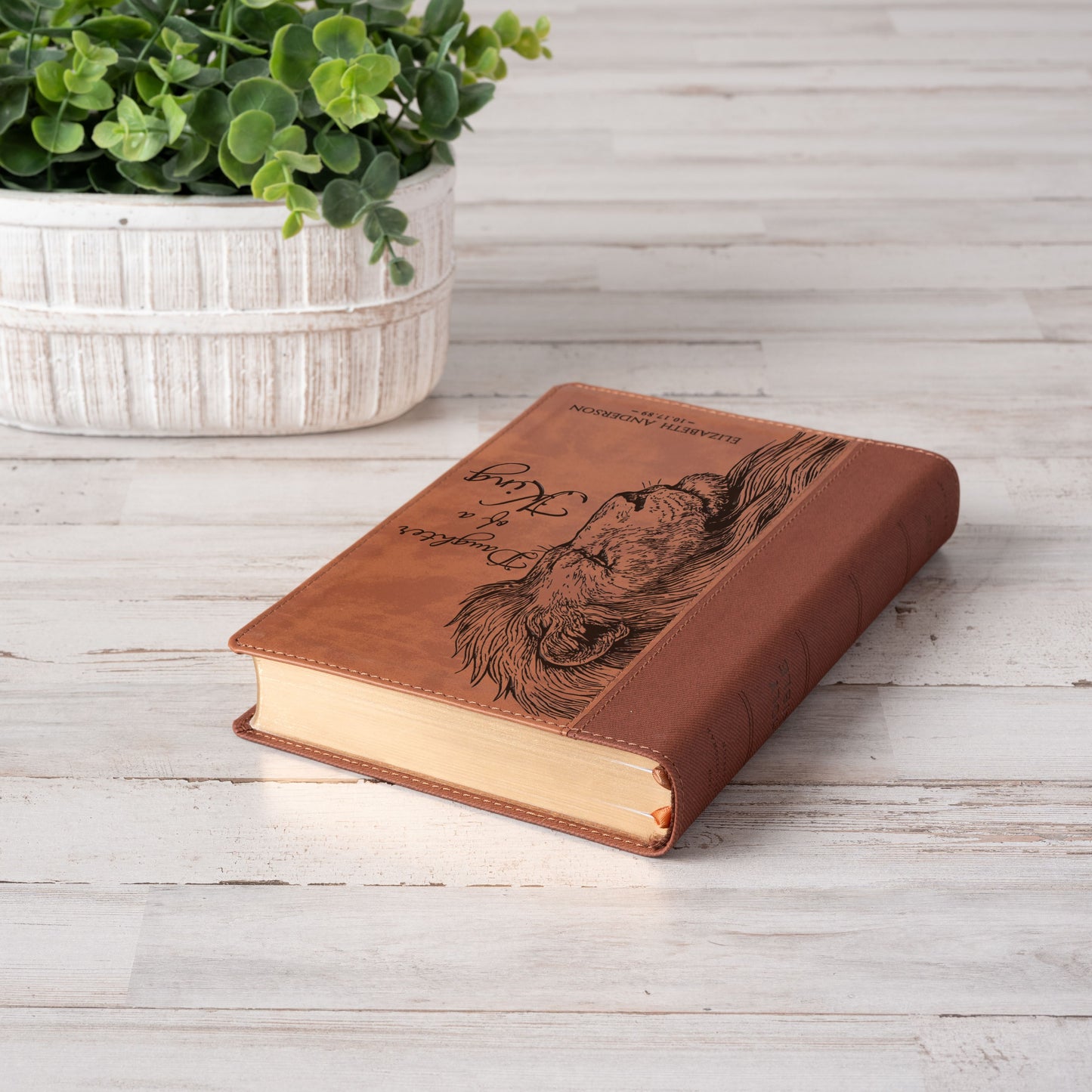 Personalized NIV Large Print Bible, Daughter of a King Lion Design, Custom Engraved Name, Christian Gift, Baptism Gift, Bible Gift for Her