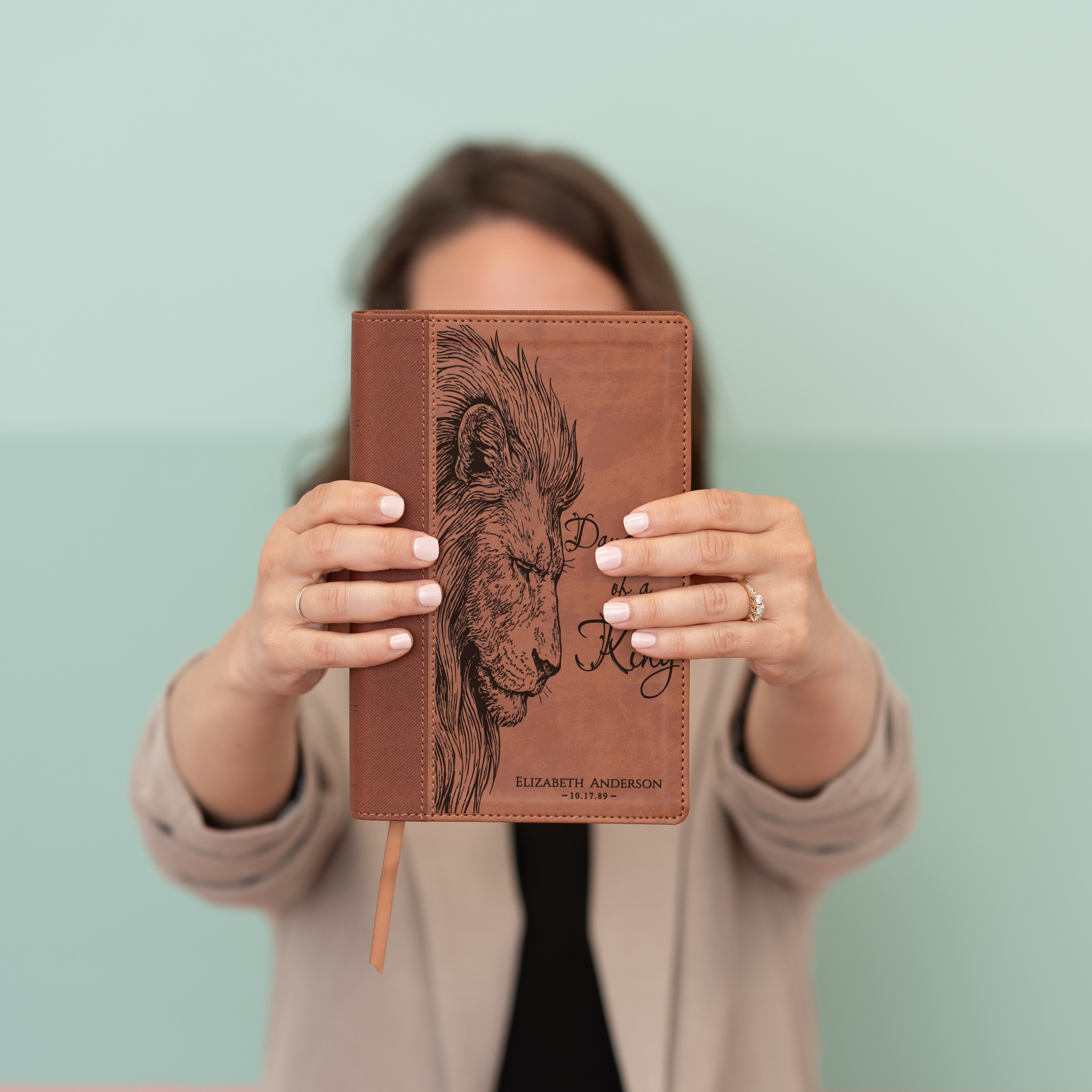 Personalized NIV Large Print Bible, Daughter of a King Lion Design, Custom Engraved Name, Christian Gift, Baptism Gift, Bible Gift for Her