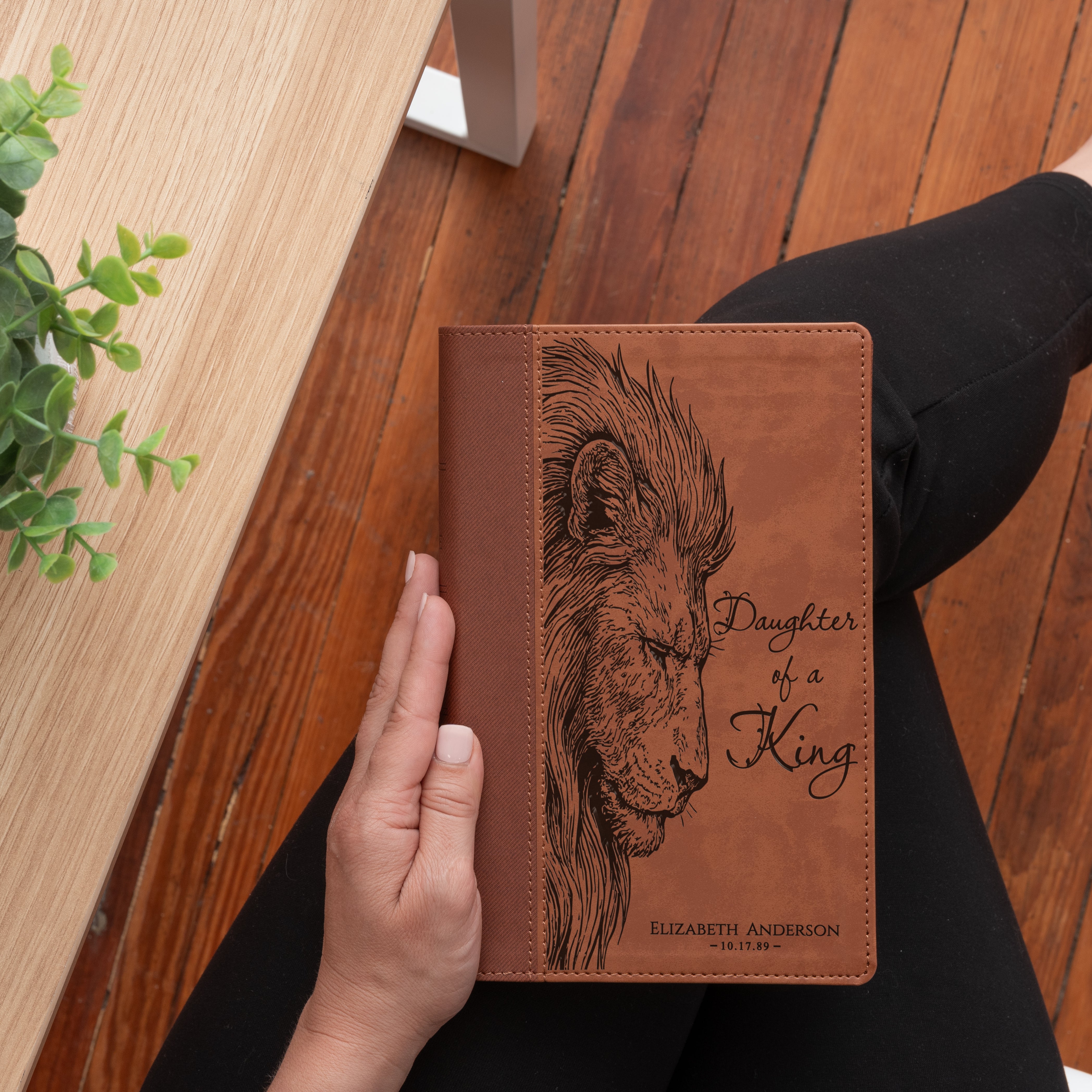 Personalized NIV Large Print Bible, Daughter of a King Lion Design, Custom Engraved Name, Christian Gift, Baptism Gift, Bible Gift for Her