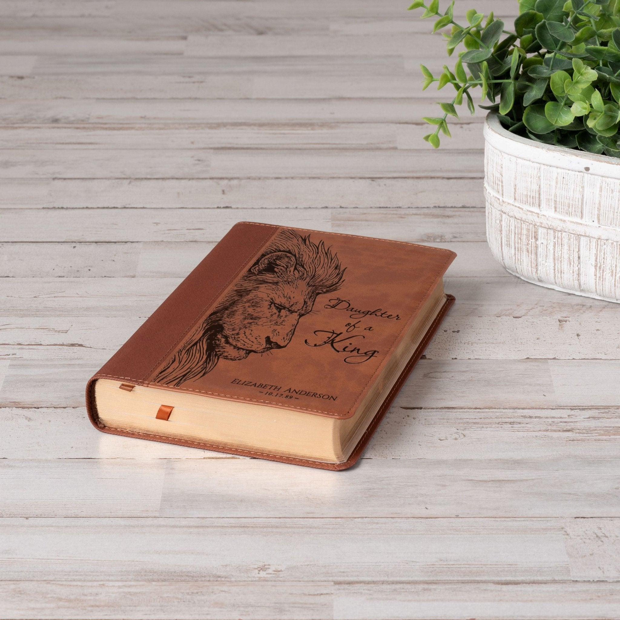 Personalized NIV Large Print Bible, Custom Engraved Name, Daughter of a King Lion Design, Christian Gift, Baptism Gift, Bible Gifts for Her - Religious Books - Aylev