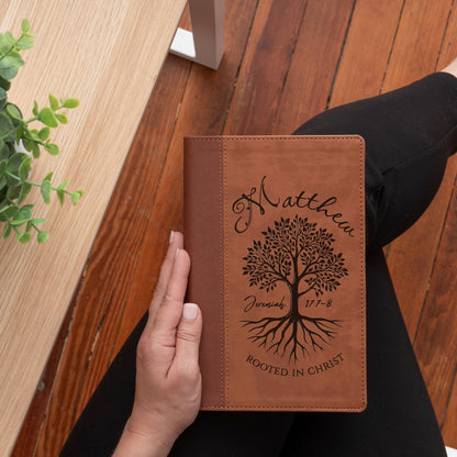 Personalized NIV Large - Print Bible, Custom Bible Engraved Name, Rooted in Christ Tree Design, Christian Gifts, Gifts for Her, Gifts for Him - Religious Books - Aylev