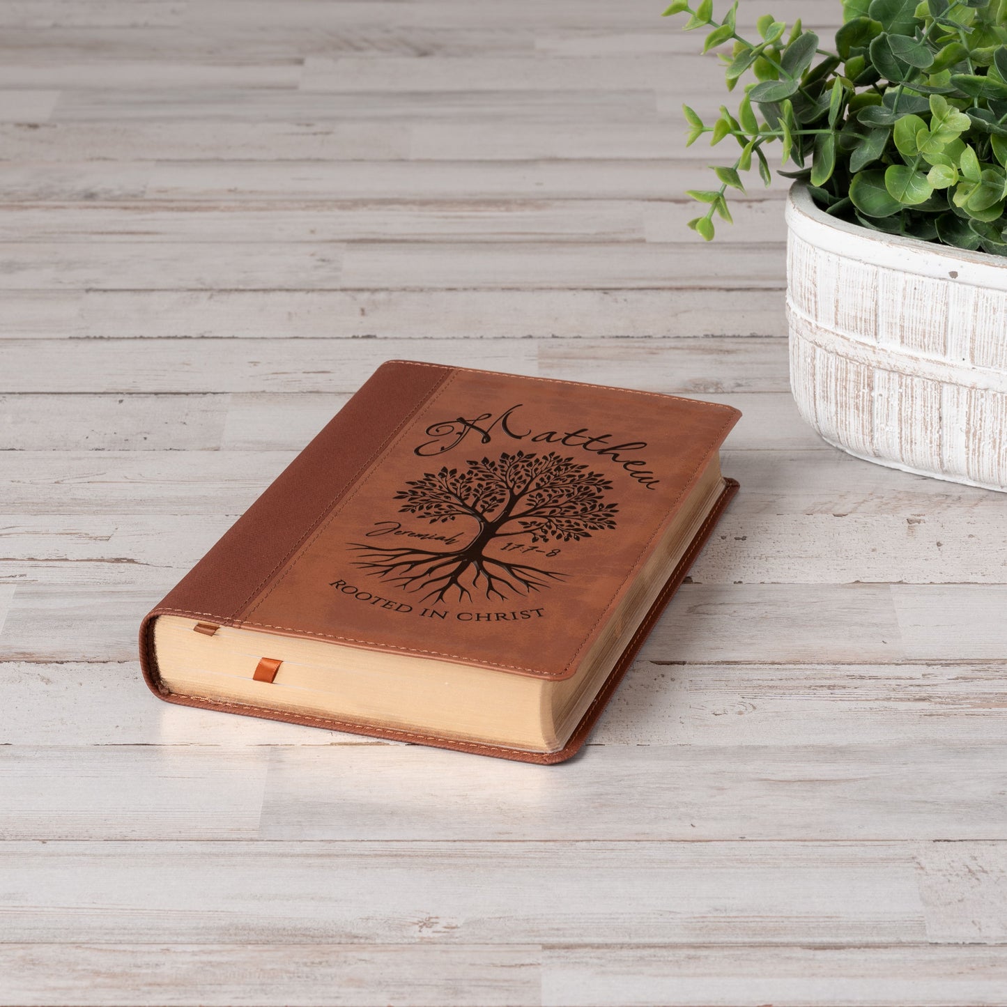 Personalized NIV Large Print Bible, Custom Engraved Name, Rooted in Christ Tree Design, Christian Gift, Bible Gifts for Her, Gifts for Him