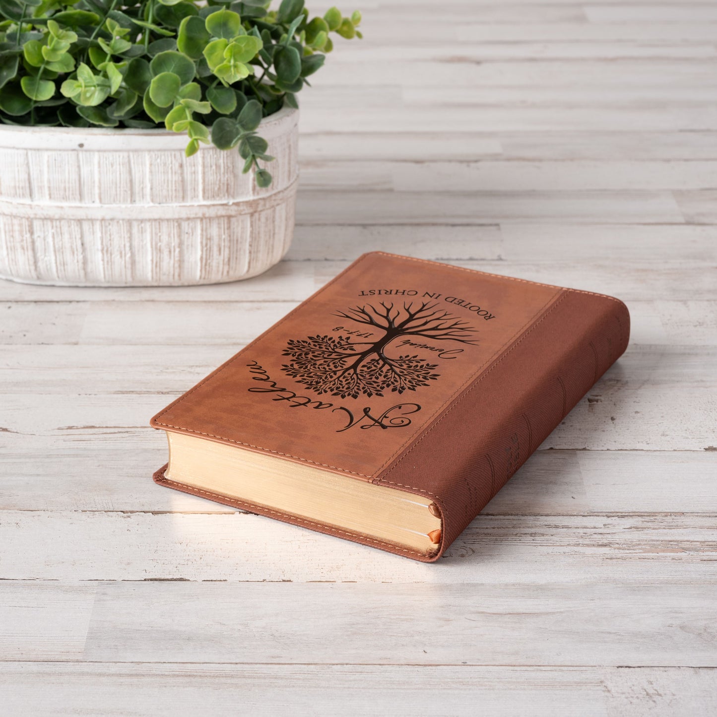 Personalized NIV Large Print Bible, Custom Engraved Name, Rooted in Christ Tree Design, Christian Gift, Bible Gifts for Her, Gifts for Him