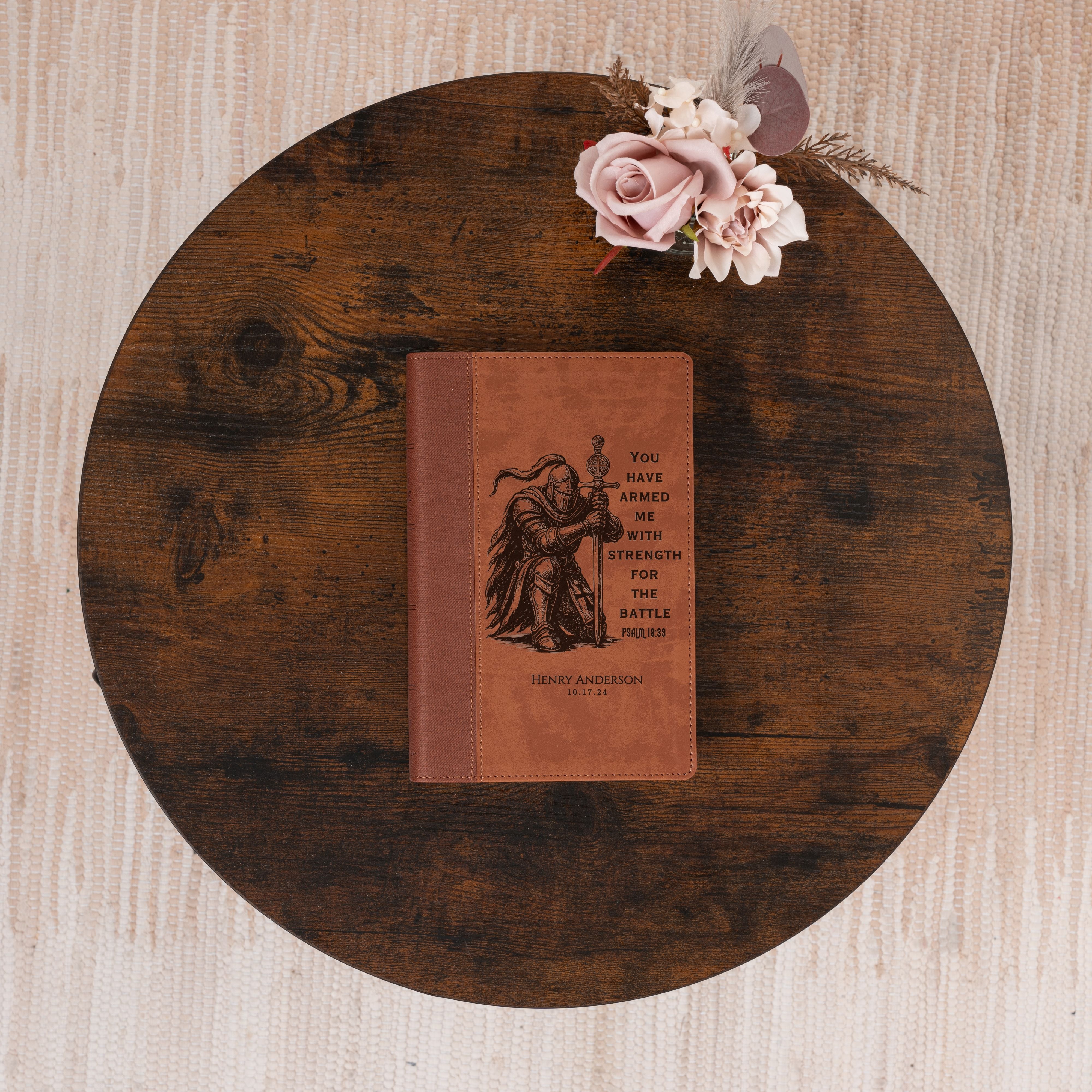 Personalized Bible for Men, NIV Large Print Bible, Custom Bible Engraved Name, Knight Warrior Design, Christian Gift, Bible Gifts for Him