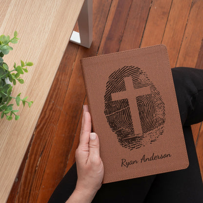 Personalized NASB Bible, Custom Fingerprint & Cross Design with Name Engraved, Thinline Passaggio, Gift for Baptism, Wedding, Confirmation - Religious Books - Aylev