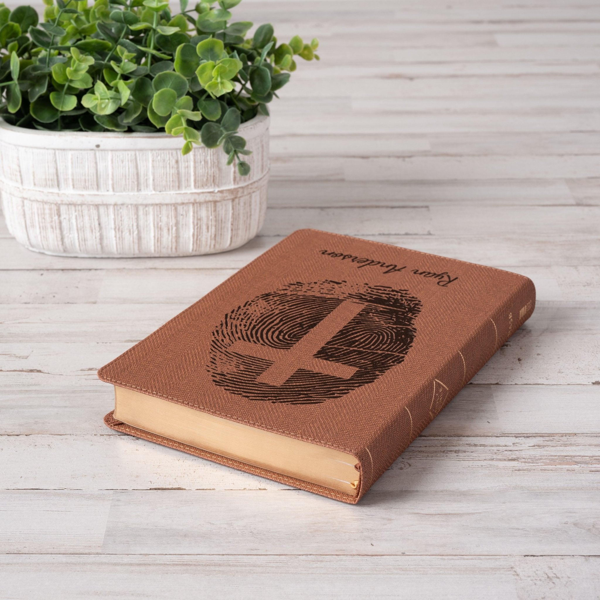 Personalized NASB Bible, Custom Fingerprint & Cross Design with Name Engraved, Thinline Passaggio, Gift for Baptism, Wedding, Confirmation - Religious Books - Aylev