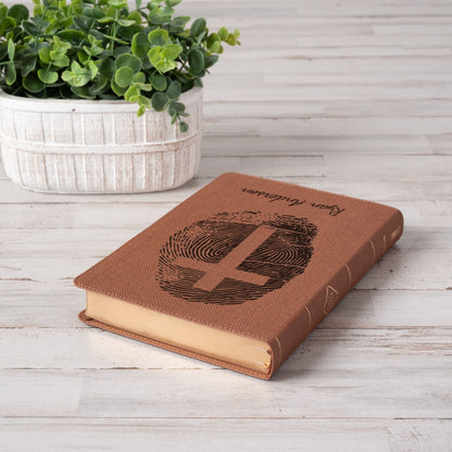 Personalized NASB Bible, Custom Fingerprint & Cross Design with Name Engraved, Thinline Passaggio, Gift for Baptism, Wedding, Confirmation - Religious Books - Aylev