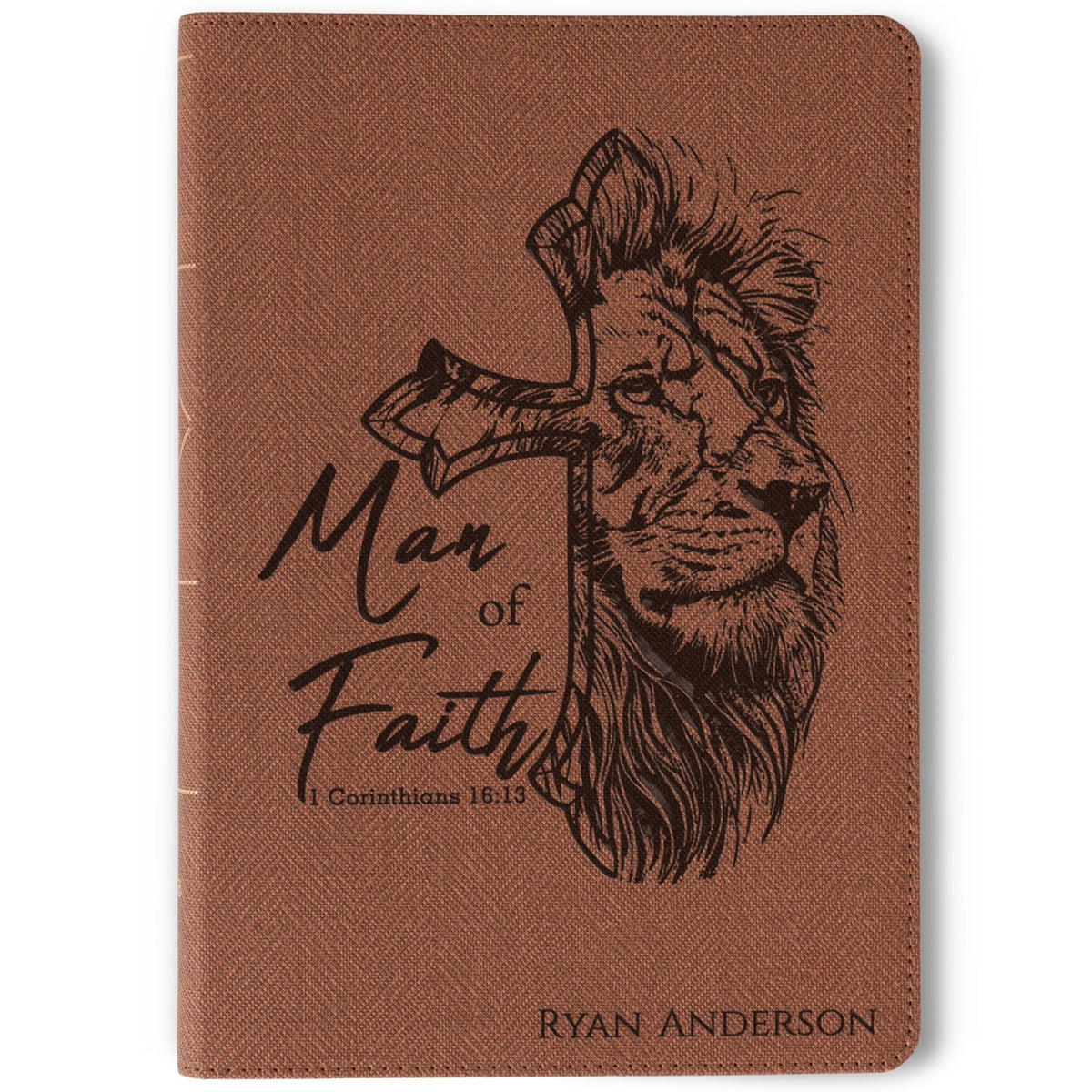 Personalized NASB Thinline Bible, Custom Bible Engraved Name, Man of Faith Lion Design, Christian Gift, Baptism Gift, Bible Gift for Him - Religious Books - Aylev