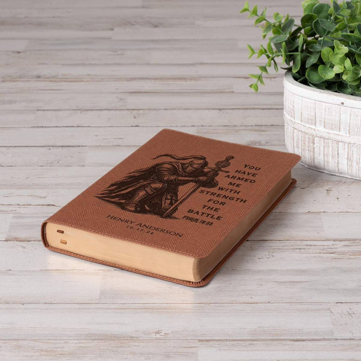 Personalized NASB Thinline Bible, Custom Bible Engraved Name, Knight Warrior Design, Christian Gift, Baptism Gift, Bible Gift for Him - Religious Books - Aylev
