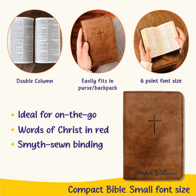 Custom KJV Bible with Name Engraved, Compact Holy Bible, Custom Bible Name Engraved, King James Version Bible, Christian Gifts Baptism Gifts