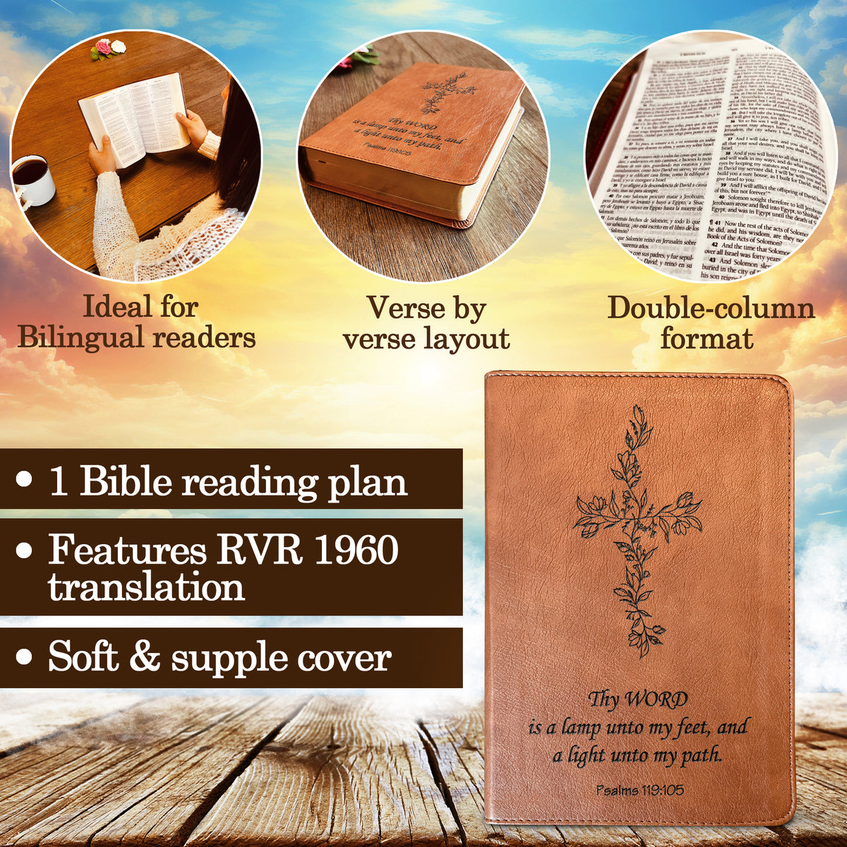 Personalized Bilingual ESV/RVR Bible: Create Your Own Custom Engraved Design with a Designer, Reina Valera 1960 English Standard Holy Bible - Religious Books - Aylev