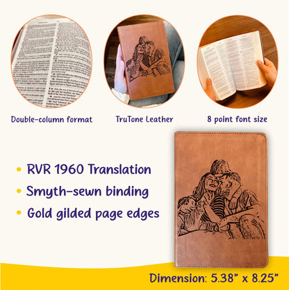 Personalized ESV/RVR 1960 Bible, Photo Engraved Cover, English/Spanish Bilingual Bible, Christian Gift, Baptism Gifts, Custom Engraved Bible - Religious Books - Aylev