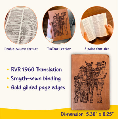 Personalized ESV/RVR 1960 Bible, Photo Engraved Cover, English/Spanish Bilingual Bible, Christian Gift, Baptism Gifts, Custom Engraved Bible - Religious Books - Aylev