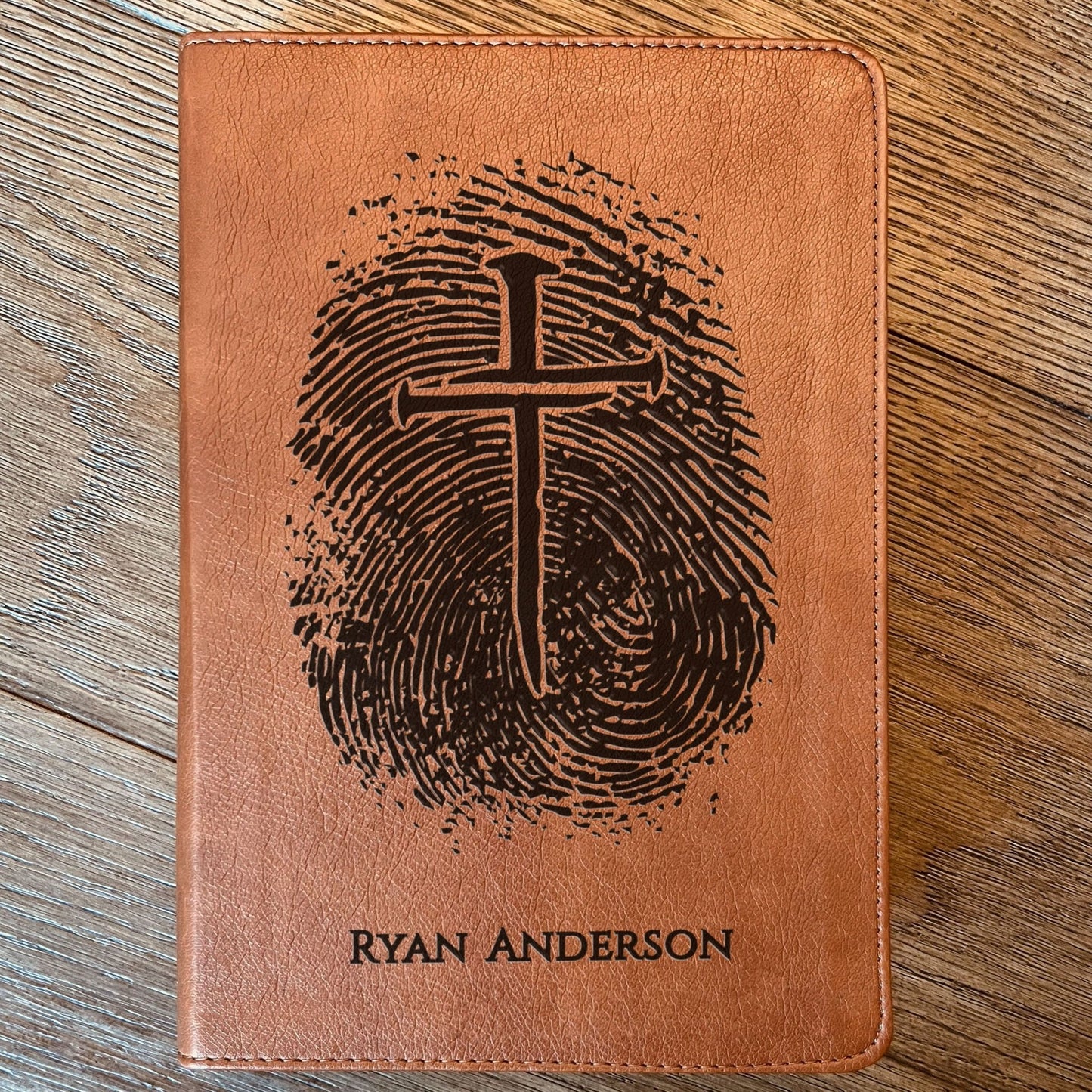 Personalized ESV RVR Parallel Bible, Custom Fingerprint & Cross Design with Name Engraved, Bilingual Bible, Gift for Baptism, Wedding - Religious Books - Aylev