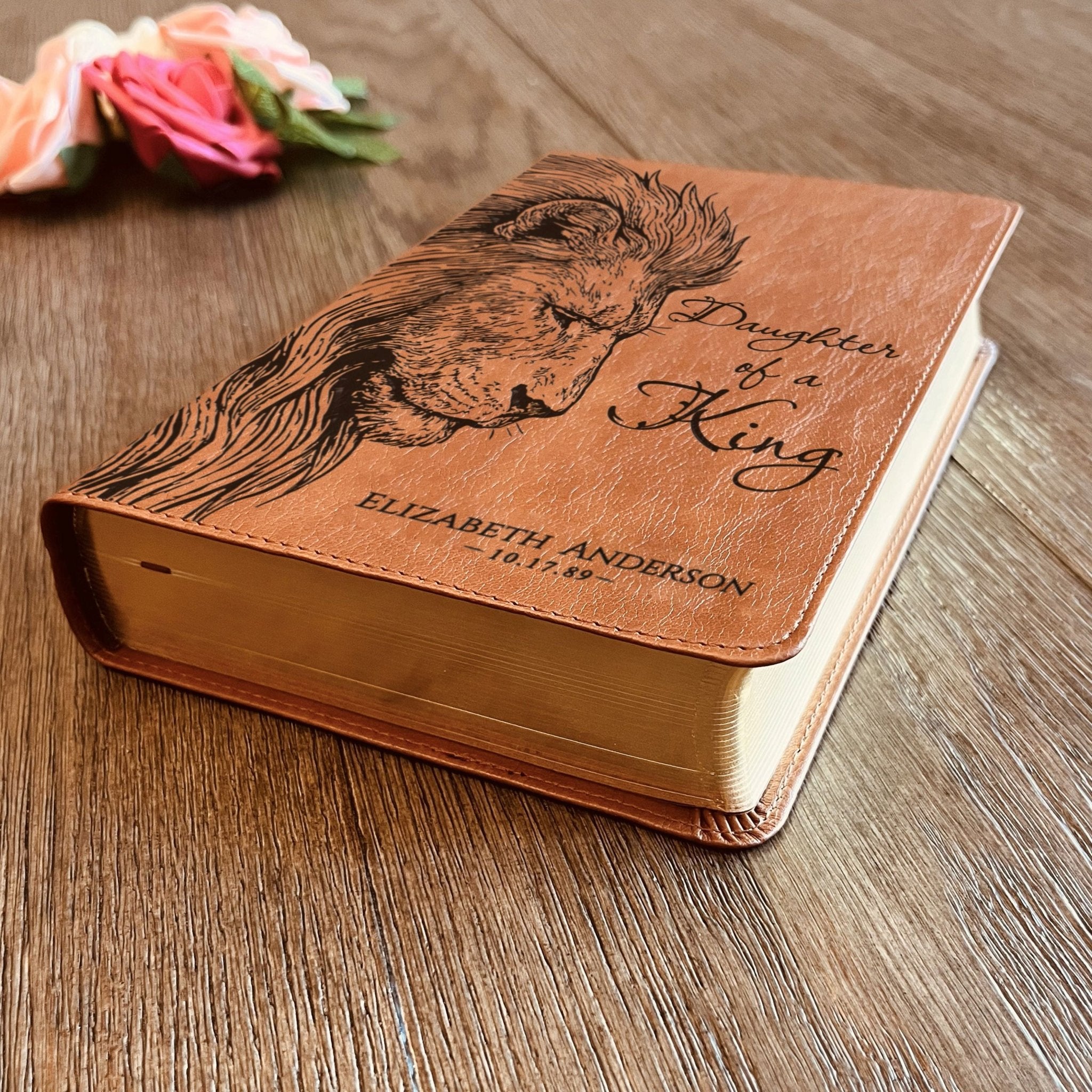 Personalized ESV RVR Bilingual Bible, Daughter of a King Lion Design, Custom Engraved Name, Christian Gift, Baptism Gift, Bible Gift for Her - Religious Books - Aylev