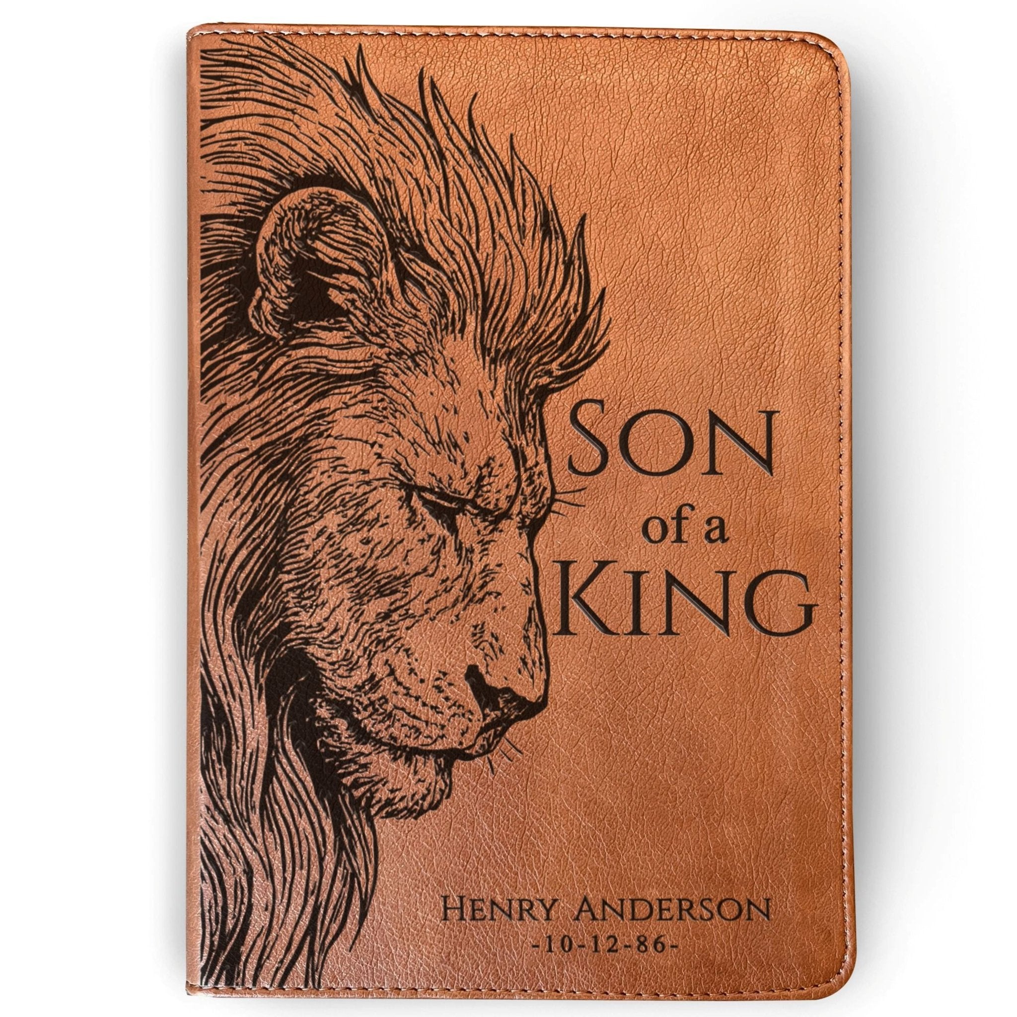Personalized ESV RVR Bilingual Bible, Son of a King Lion Design, Custom Engraved Name, Christian Gift, Baptism Gift, Bible Gift for Him - Religious Books - Aylev