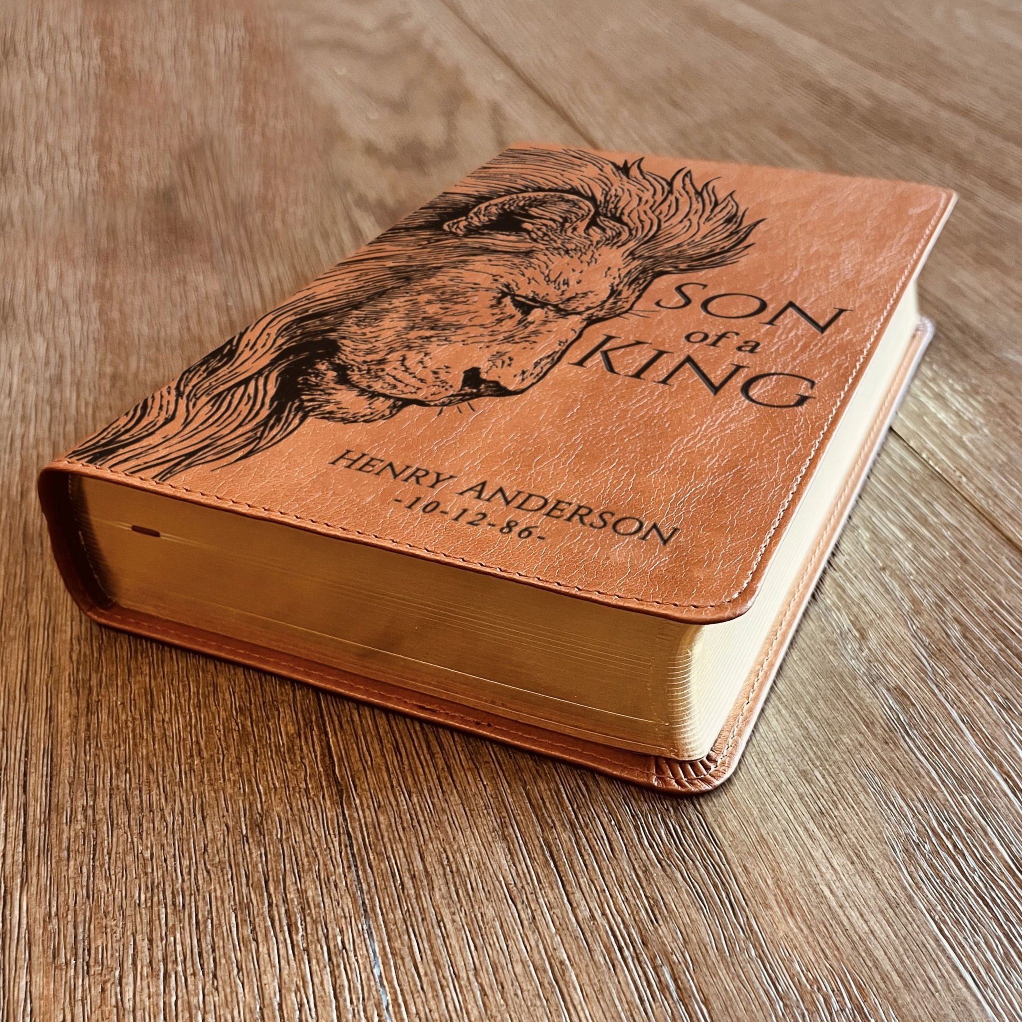 Personalized ESV RVR Bilingual Bible, Son of a King Lion Design, Custom Engraved Name, Christian Gift, Baptism Gift, Bible Gift for Him - Religious Books - Aylev