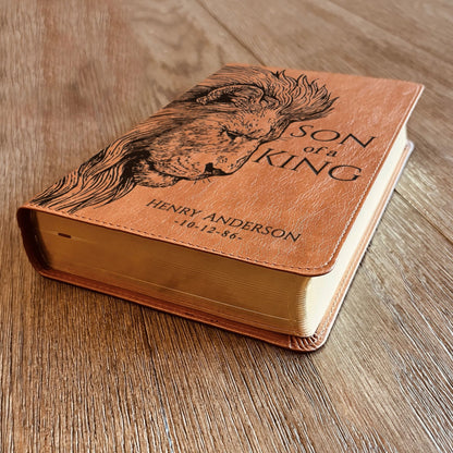 Personalized ESV RVR Bilingual Bible, Son of a King Lion Design, Custom Engraved Name, Christian Gift, Baptism Gift, Bible Gift for Him - Religious Books - Aylev