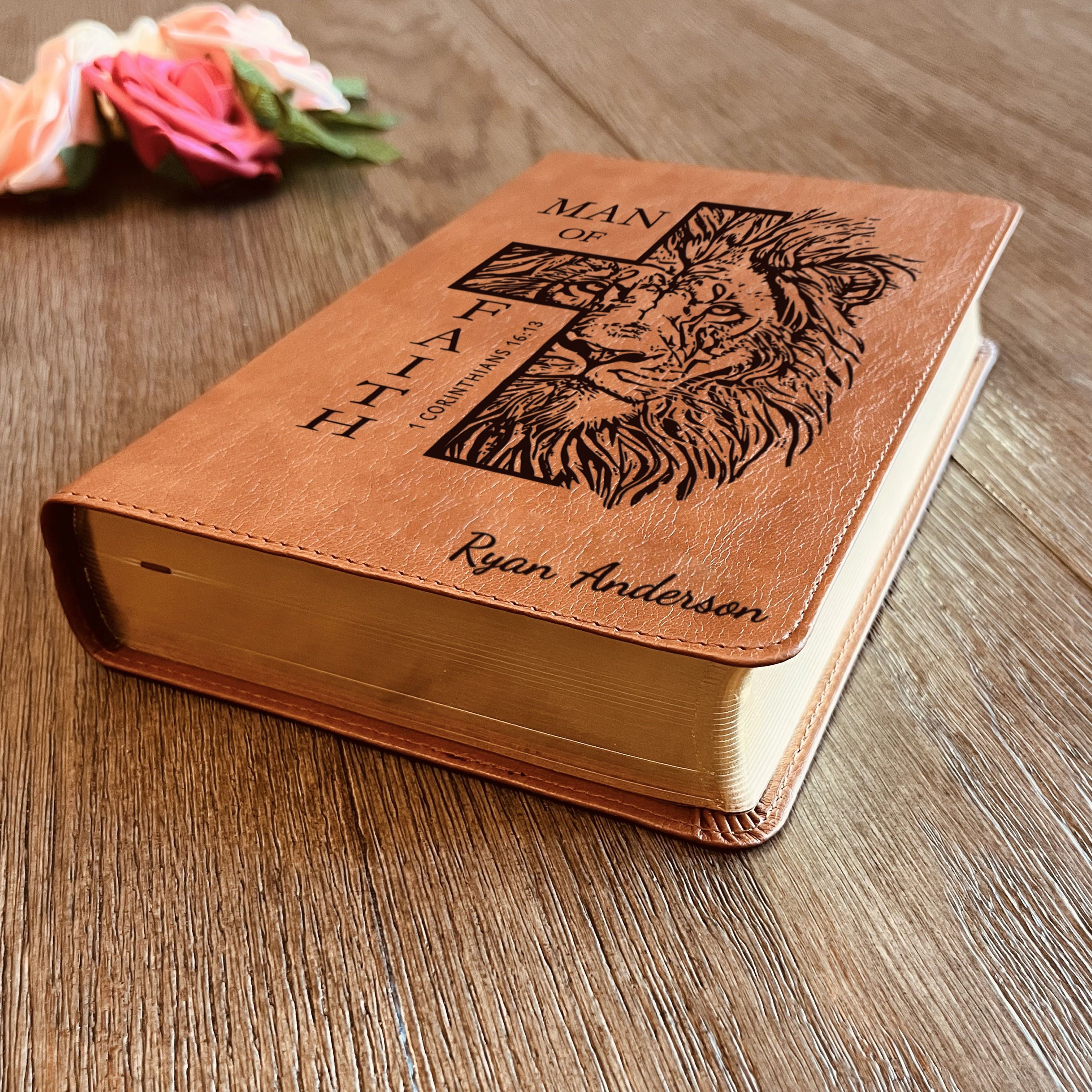 Personalized Bible for Men, Custom ESV RVR Bible, Bilingual English Spanish Bible, Name Engraved, Christian Gift, Gift for Him Bible for Men