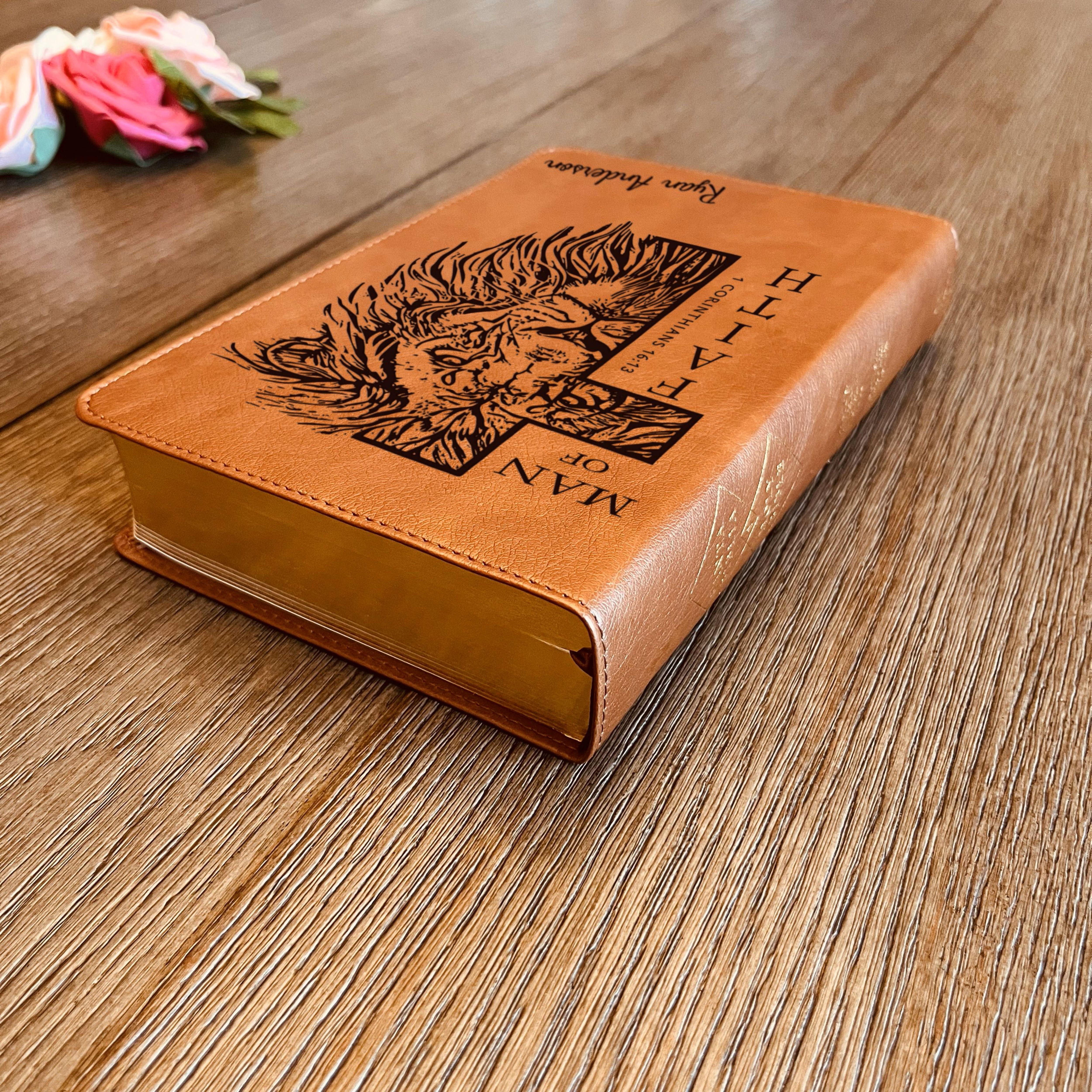 Personalized Bible for Men, Custom ESV RVR Bible, Bilingual English Spanish Bible, Name Engraved, Christian Gift, Gift for Him Bible for Men