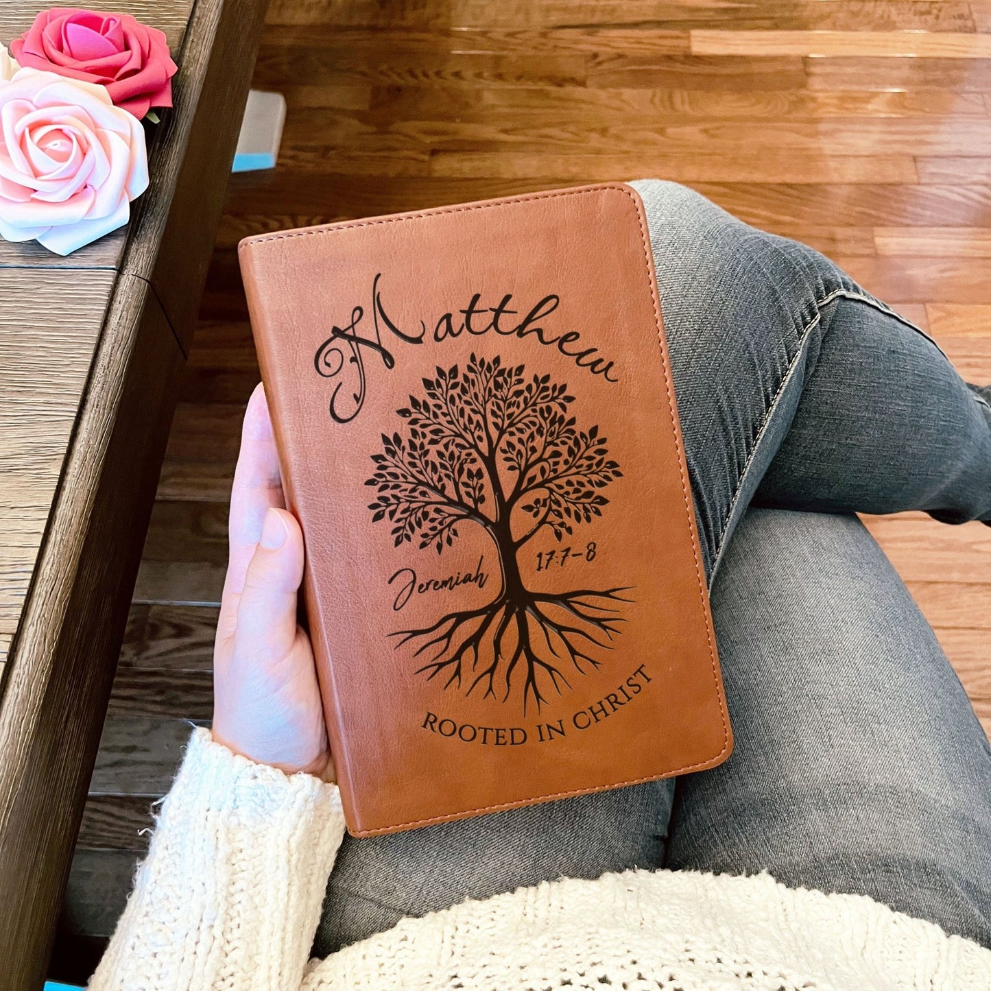 Personalized ESV RVR Bilingual Bible, Custom Engraved Name, Rooted in Christ Tree Design, Christian Gift, Bible Gifts for Her, Gifts for Him - Religious Books - Aylev
