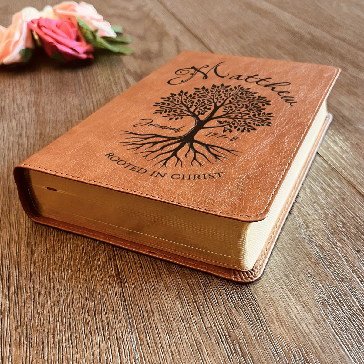 Personalized ESV RVR Bilingual Bible, Custom Engraved Name, Rooted in Christ Tree Design, Christian Gift, Bible Gifts for Her, Gifts for Him - Religious Books - Aylev